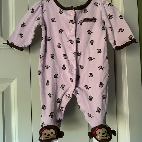 Pink and Brown Footie One Piece with Cozy Design - Picture 1 of 4